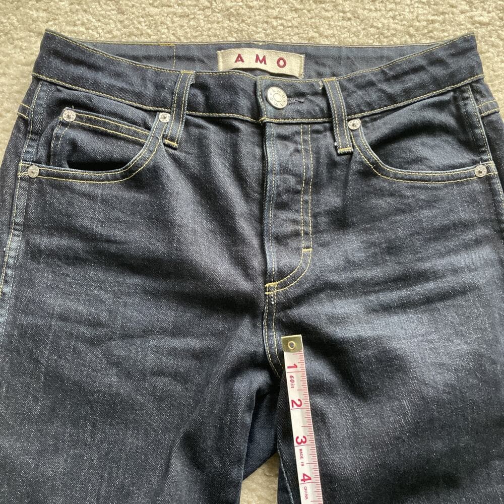 AMO Babe Soft Raw Dark Blue Jeans Womens Size 26 Preowned Excellent - Thumbnail 9