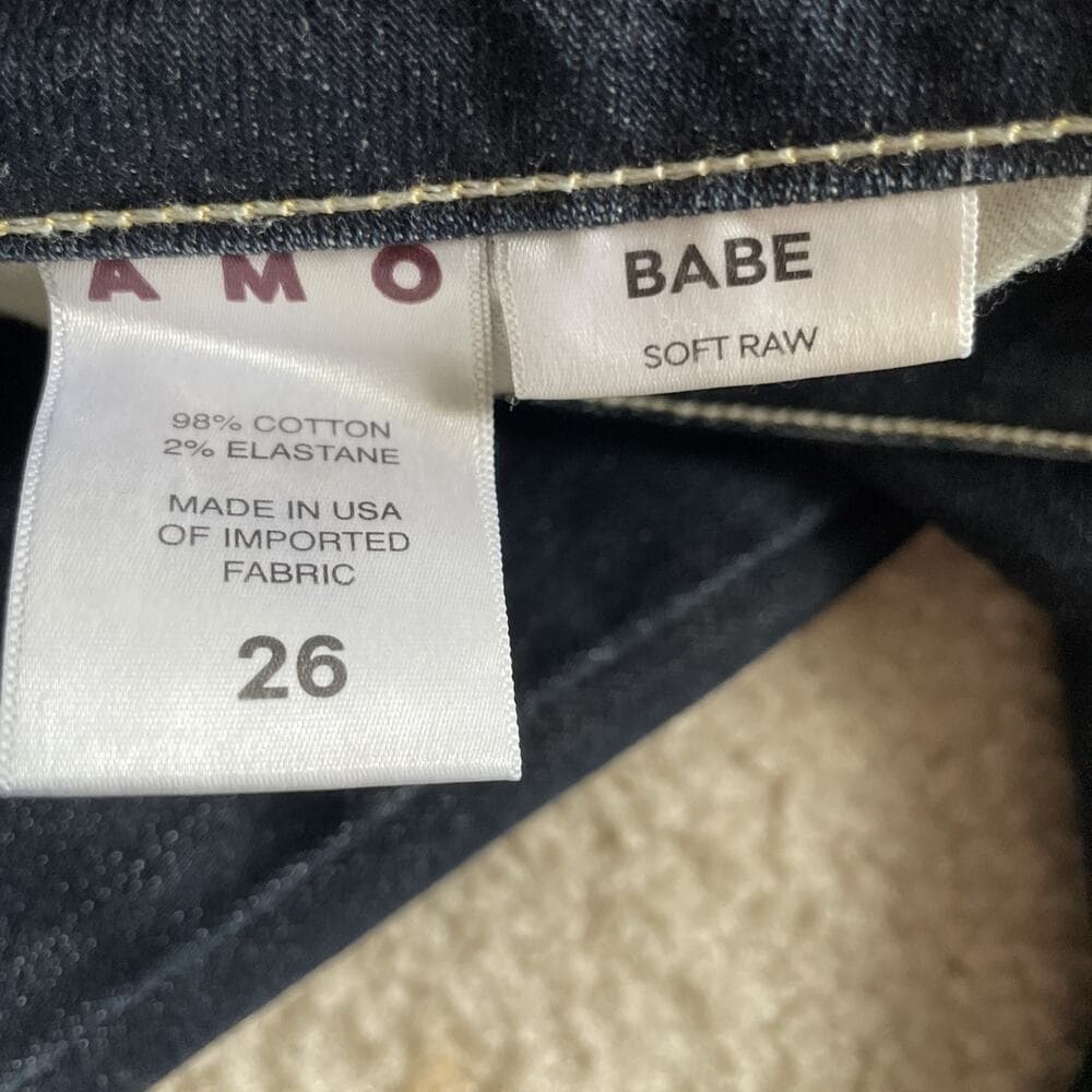 AMO Babe Soft Raw Dark Blue Jeans Womens Size 26 Preowned Excellent - Thumbnail 5