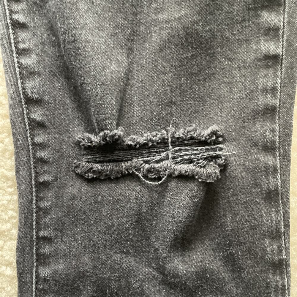 J Brand Low Rise Crop Skinny Distressed Frayed Hem Black Jeans Womens 27 - Thumbnail 6