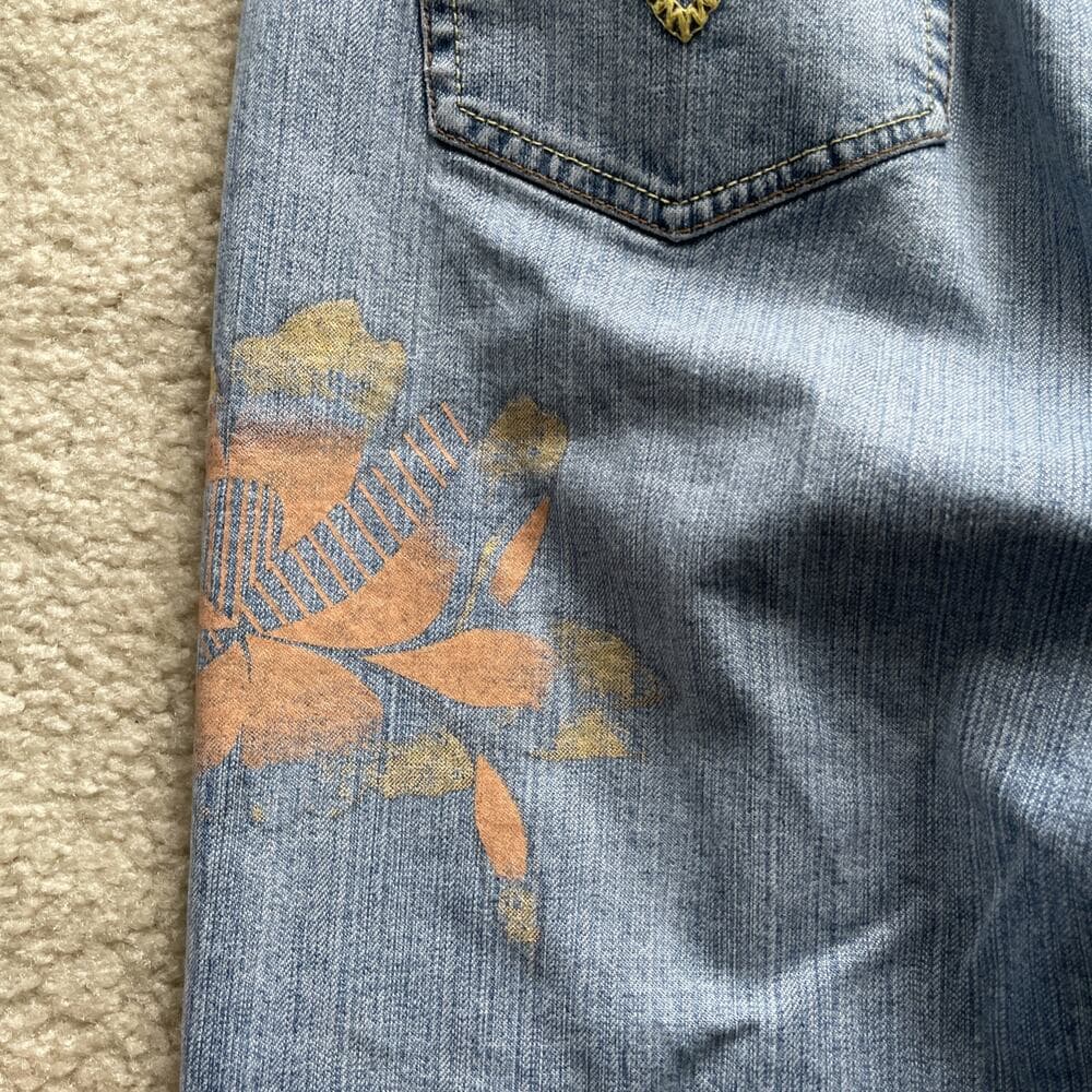 Z Cavaricci Jeans Womens Adult Size 8 Blue Straight Floral Graphic - Thumbnail 8