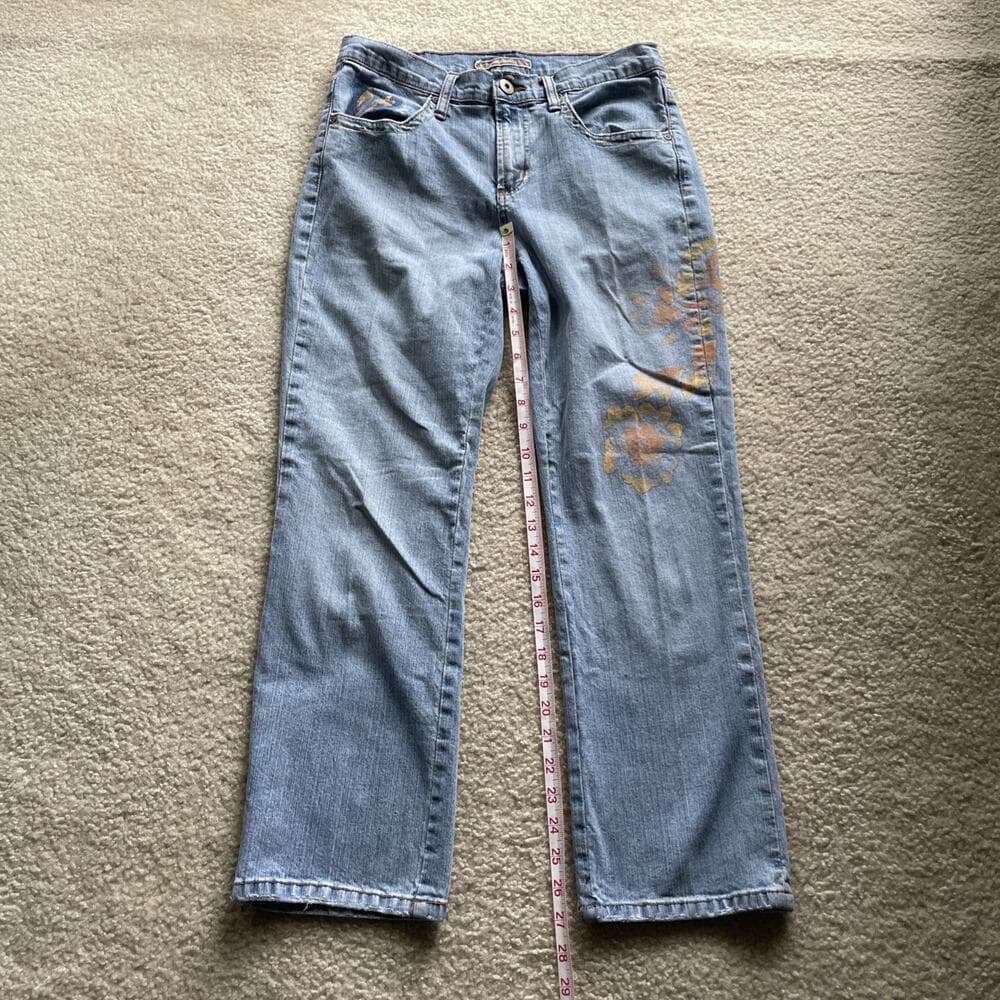 Z Cavaricci Jeans Womens Adult Size 8 Blue Straight Floral Graphic - Thumbnail 2