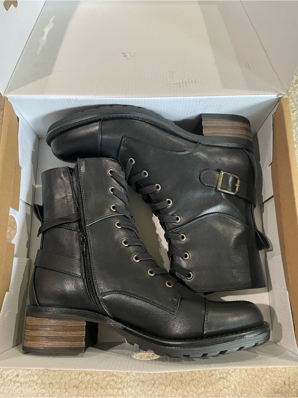 Indigo Road Black Lace-Up Zipper Combat Boots - Sleek Black Size 9.5 Medium NWT - Thumbnail 6