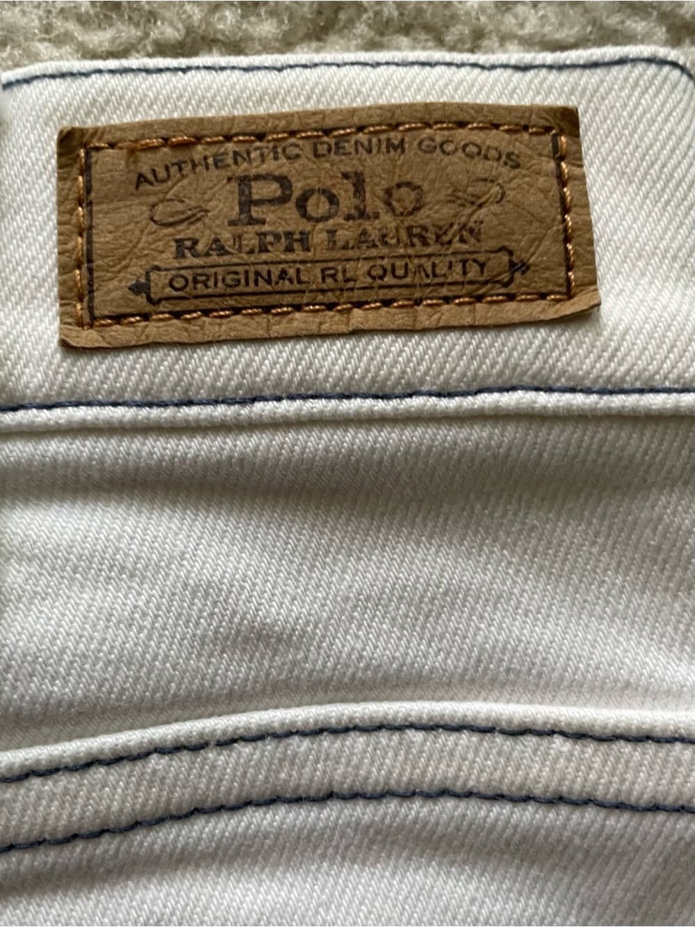 Polo Ralph Lauren Cream Straight-Leg Jeans Dark Contrast Stitching Women’s 26 R - Thumbnail 7
