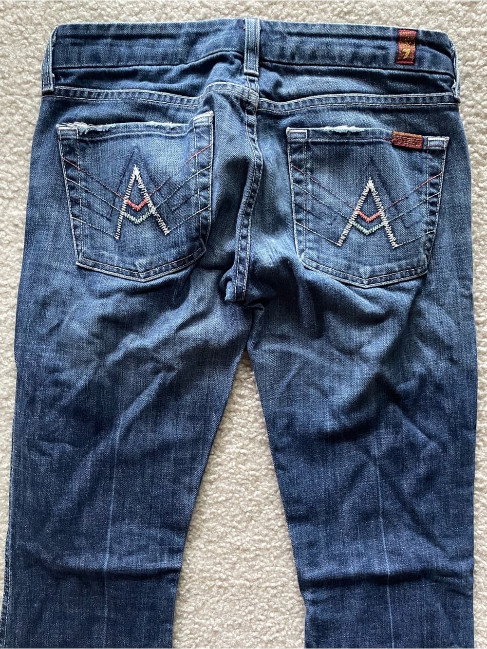7 For All Mankind Boot Cut Distressed Blue Jeans Women’s Size 27 - Thumbnail 10