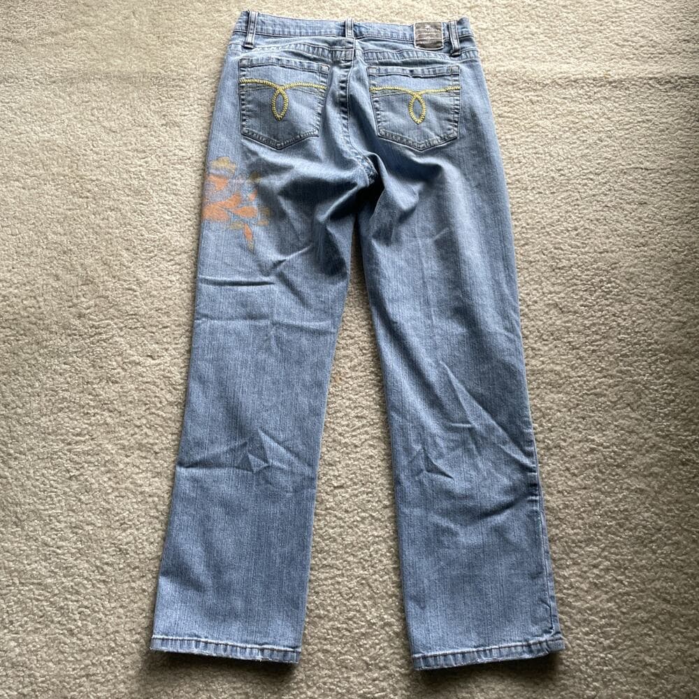 Z Cavaricci Jeans Womens Adult Size 8 Blue Straight Floral Graphic - Thumbnail 5
