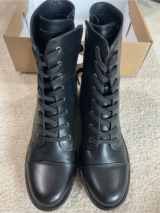 Indigo Road Black Lace-Up Zipper Combat Boots - Sleek Black Size 9.5 Medium NWT - Thumbnail 8