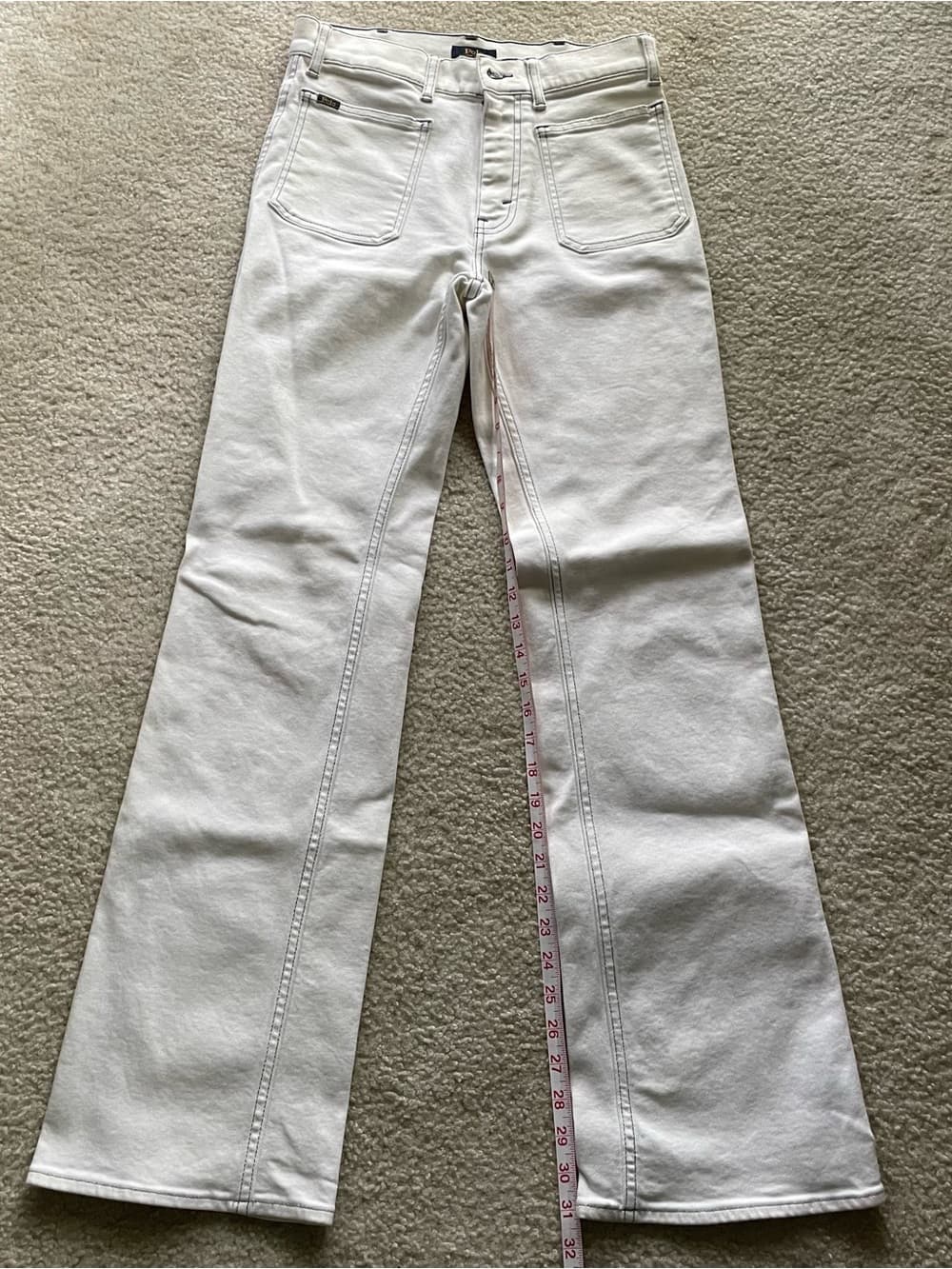 Polo Ralph Lauren Cream Straight-Leg Jeans Dark Contrast Stitching Women’s 26 R - Thumbnail 2