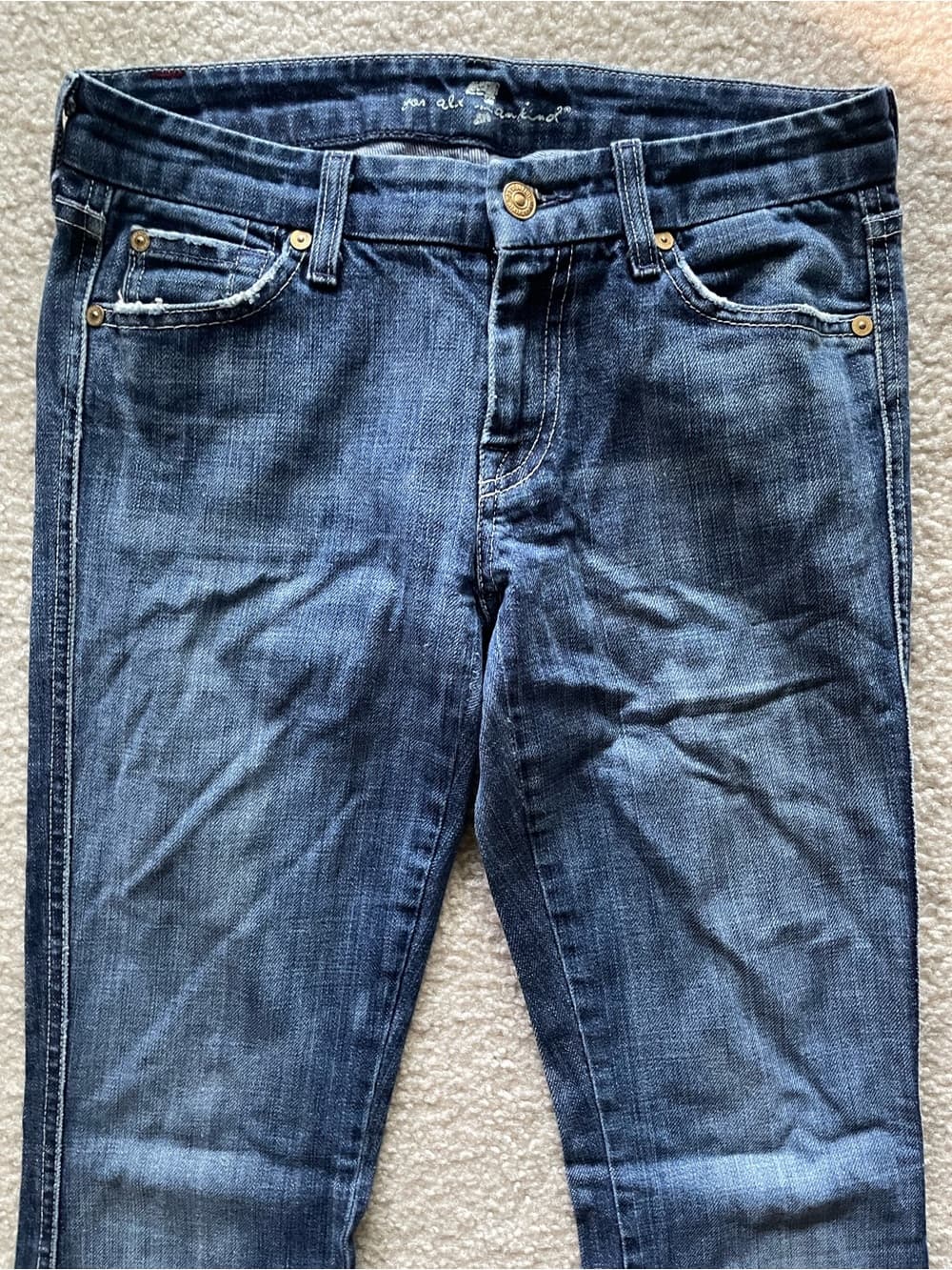 7 For All Mankind Boot Cut Distressed Blue Jeans Women’s Size 27 - Thumbnail 12