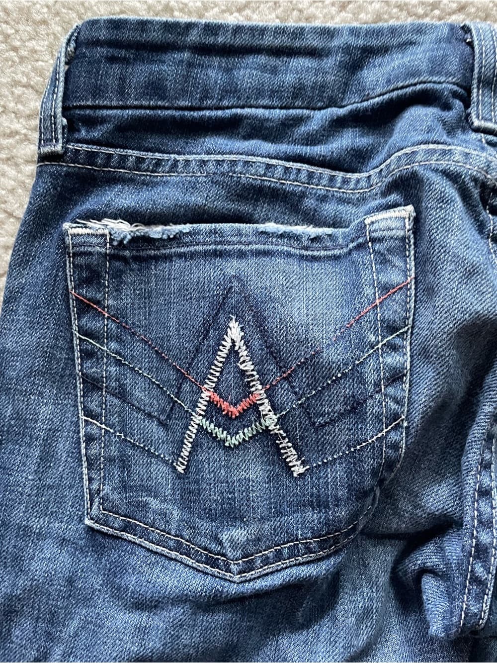 7 For All Mankind Boot Cut Distressed Blue Jeans Women’s Size 27 - Thumbnail 9