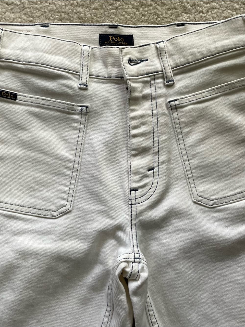 Polo Ralph Lauren Cream Straight-Leg Jeans Dark Contrast Stitching Women’s 26 R - Thumbnail 10