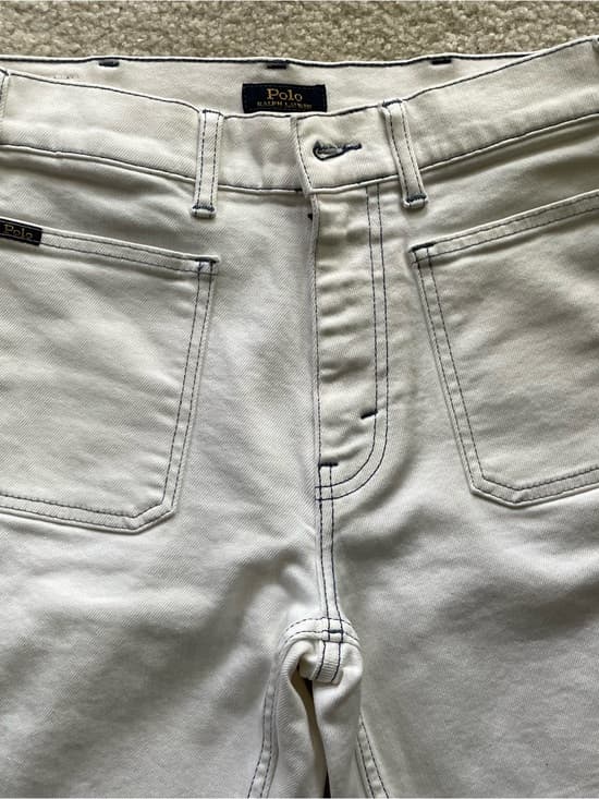 Polo Ralph Lauren Cream Straight-Leg Jeans Dark Contrast Stitching Women’s 26 R - Thumbnail 11