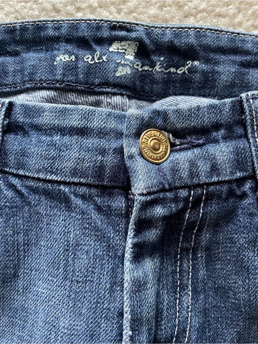 7 For All Mankind Boot Cut Distressed Blue Jeans Women’s Size 27 - Thumbnail 2