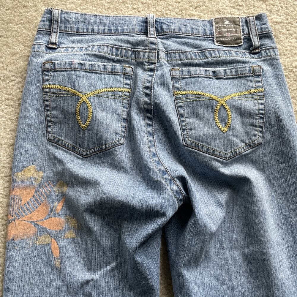 Z Cavaricci Jeans Womens Adult Size 8 Blue Straight Floral Graphic - Thumbnail 6
