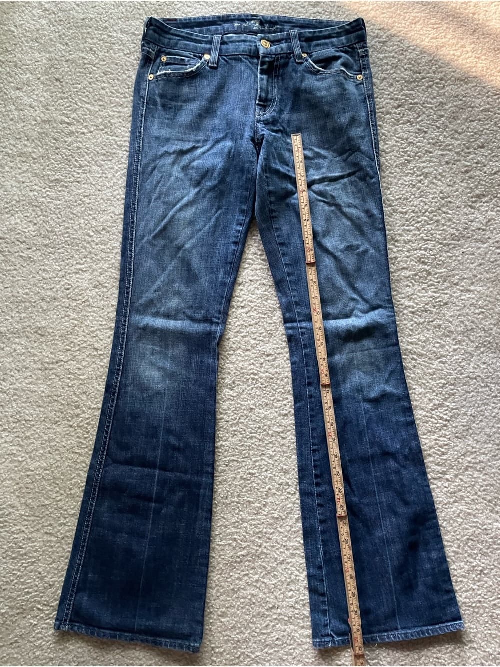 7 For All Mankind Boot Cut Distressed Blue Jeans Women’s Size 27 - Thumbnail 3