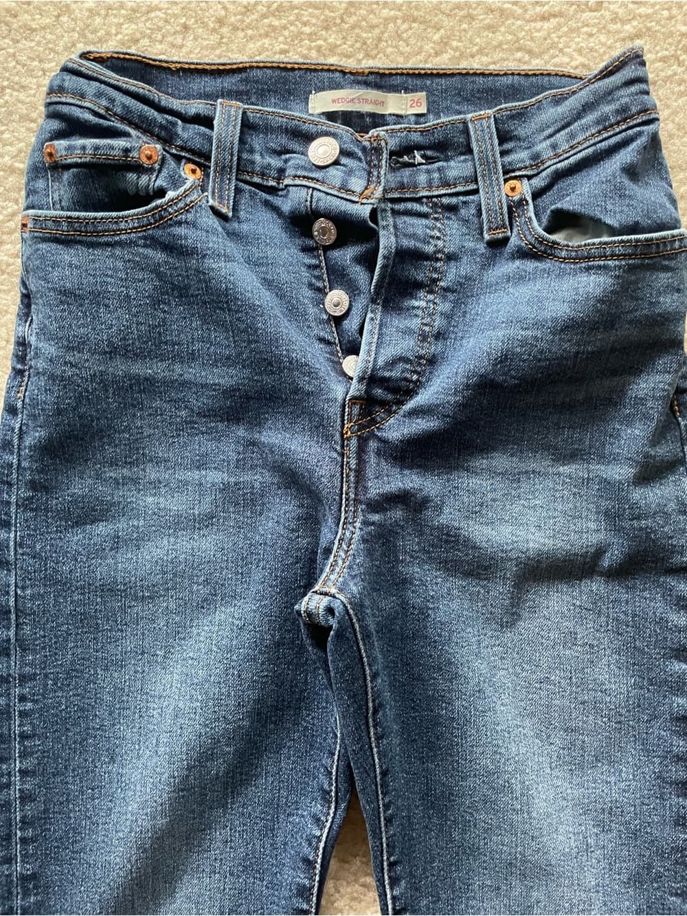 Levi's Wedgie Straight Women's Size 26 Straight Leg Button Fly Blue Jeans - Thumbnail 10