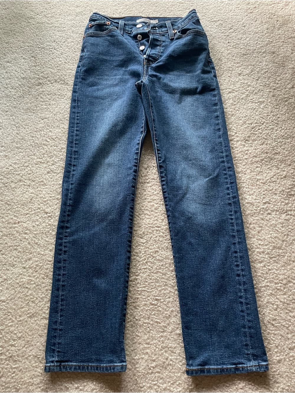 Levi's Wedgie Straight Women's Size 26 Straight Leg Button Fly Blue Jeans - Thumbnail 6