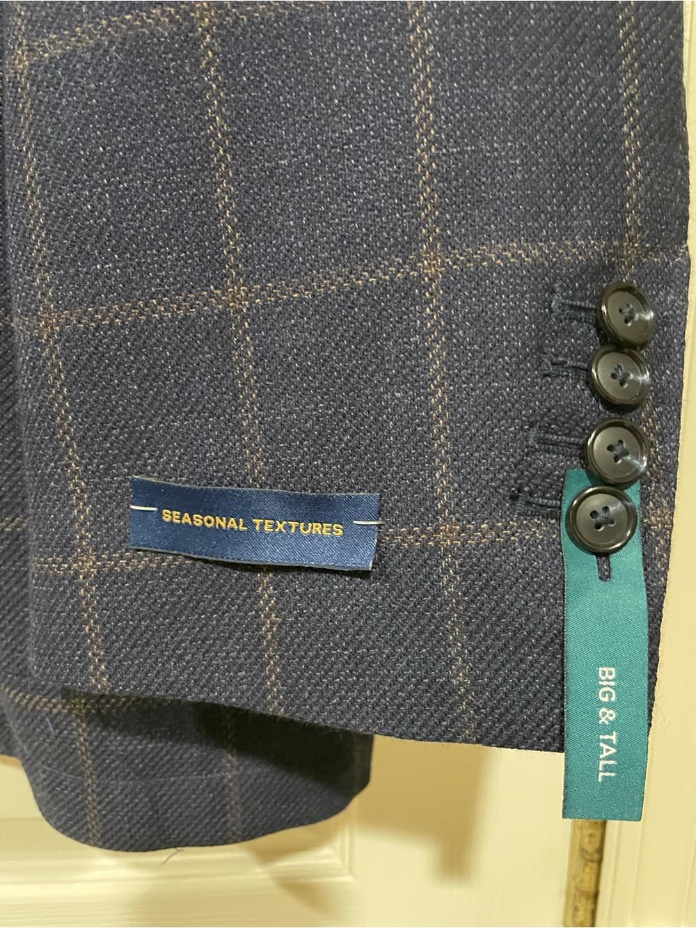Stafford Big & Tall Navy Sport Coat with Brown Windowpane 56 Regular NWT - Thumbnail 4