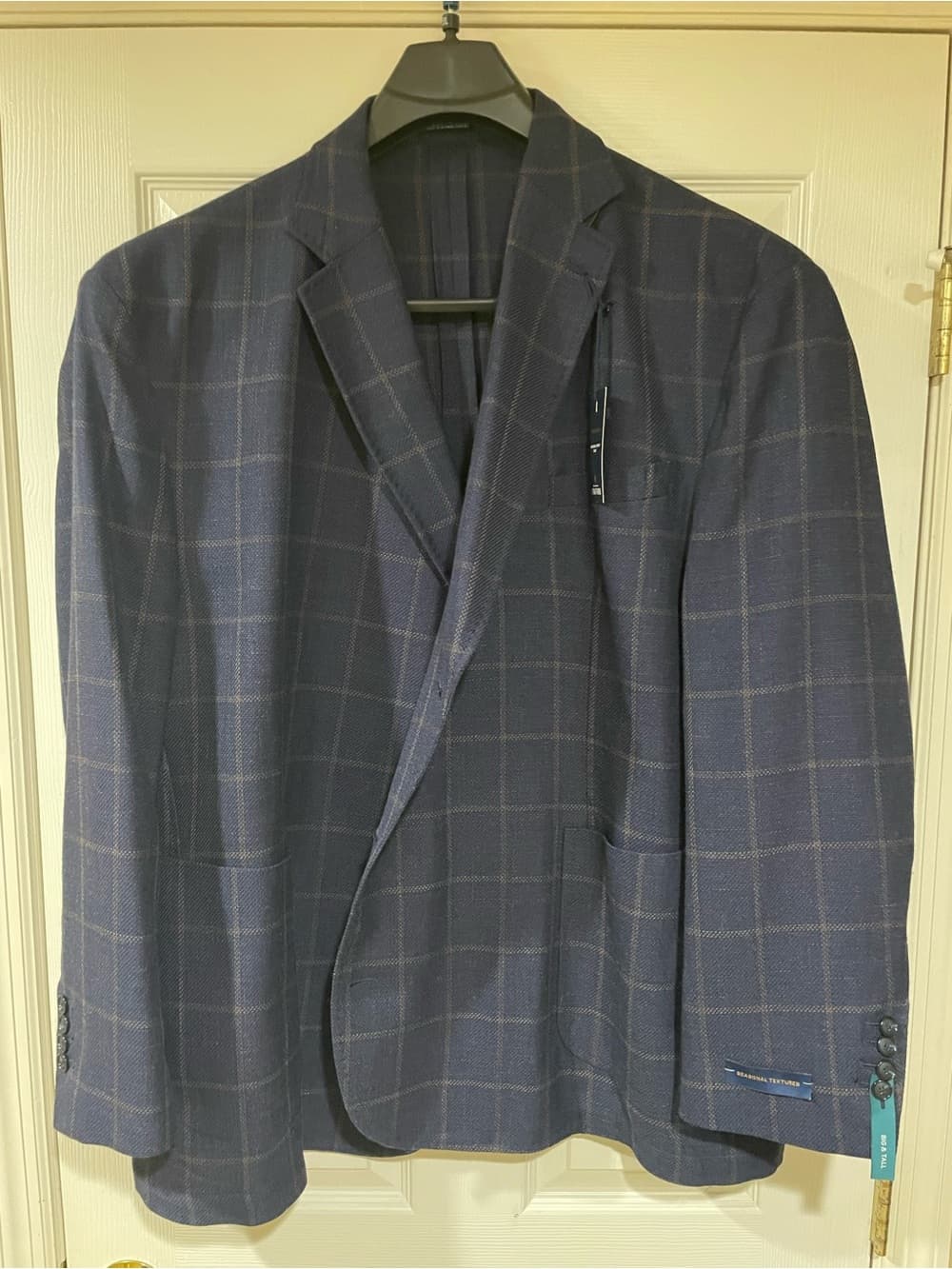 Stafford Big & Tall Navy Sport Coat with Brown Windowpane 56 Regular NWT - Thumbnail 8