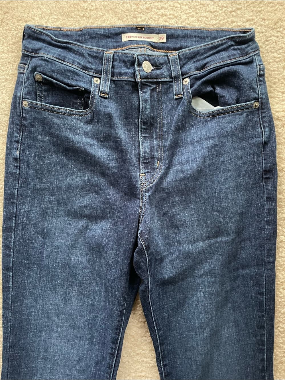 Levi's 725 High Rise Boot Cut Dark Blue Jeans Women’s Size 29 - Thumbnail 10