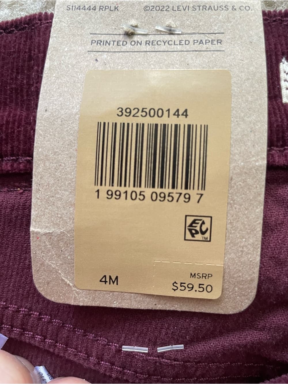 Levi's Straight Leg Burgundy Corduroy Jeans Women’s Size 4 (27x30) NWT - Thumbnail 6