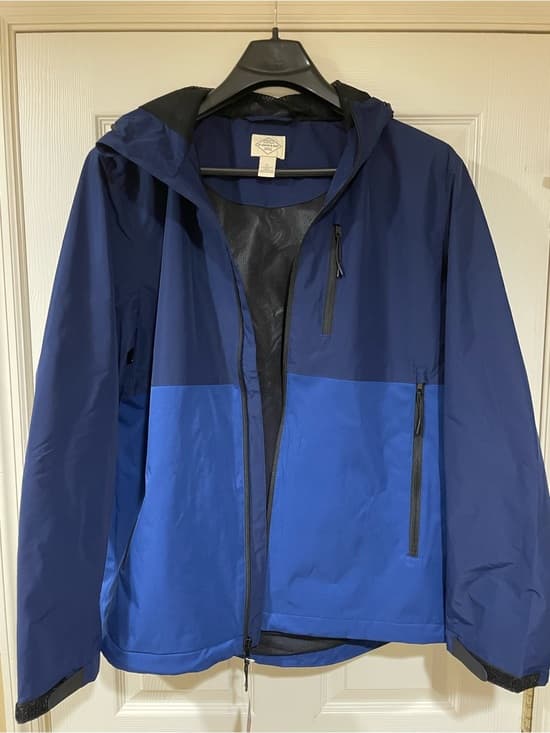 St. John's Bay Men’s Large Two-Tone Blue Hooded Rain Jacket NWT - Thumbnail 8