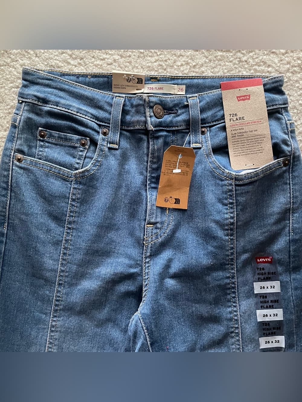 Levi's 726 Flare High Rise Women's Blue Jeans Size 26 NWT - Thumbnail 10