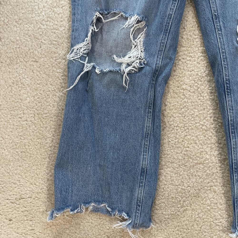 We The Free Distressed Raw Hem Button Fly Blue Jeans Womens Size 31 - Thumbnail 3