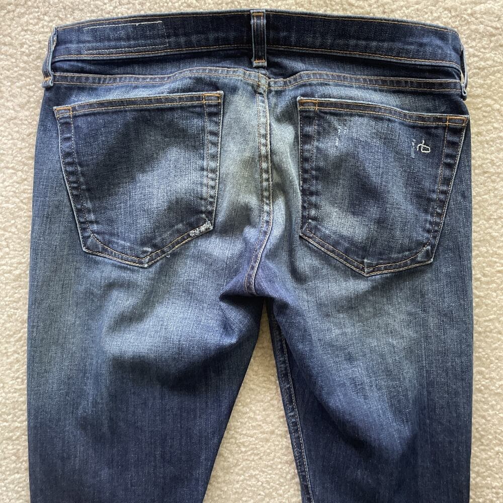Rag & Bone Women’s Jeans Size 26 The Dre Medium Wash Blue Distressed Preowned - Thumbnail 7