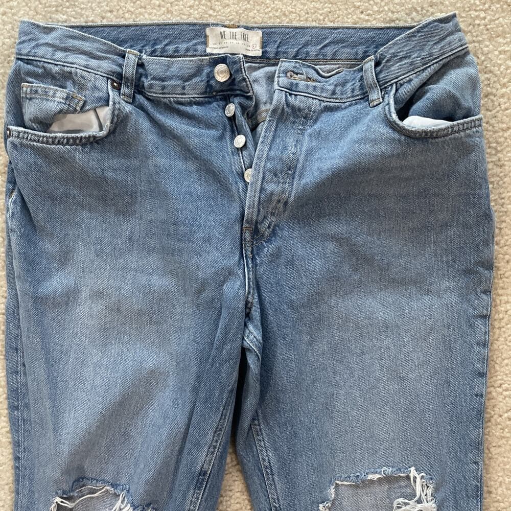 We The Free Distressed Raw Hem Button Fly Blue Jeans Womens Size 31 - Thumbnail 9