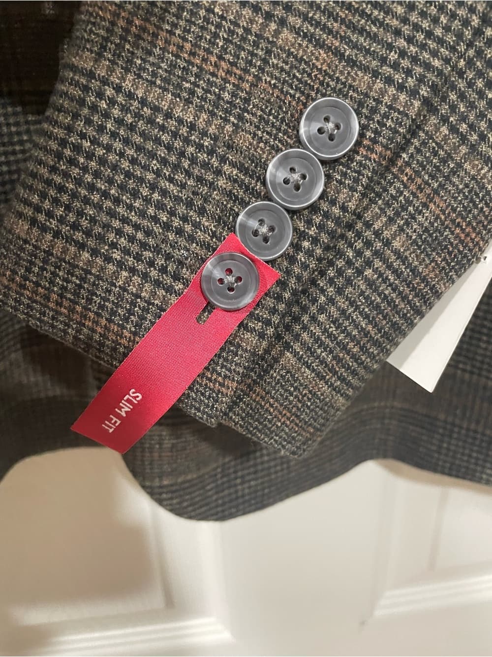 jf j.ferrar Grey/Brown Plaid Sport Coat Mens Size 46 Regular NWT - Thumbnail 4