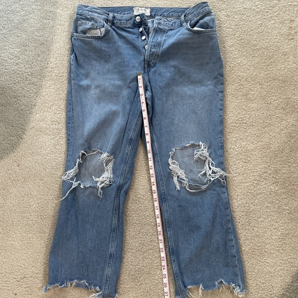 We The Free Distressed Raw Hem Button Fly Blue Jeans Womens Size 31 - Thumbnail 5