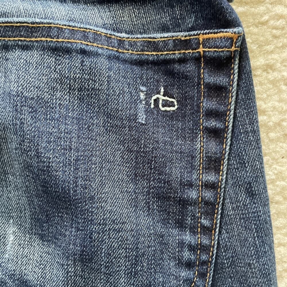 Rag & Bone Women’s Jeans Size 26 The Dre Medium Wash Blue Distressed Preowned - Thumbnail 8