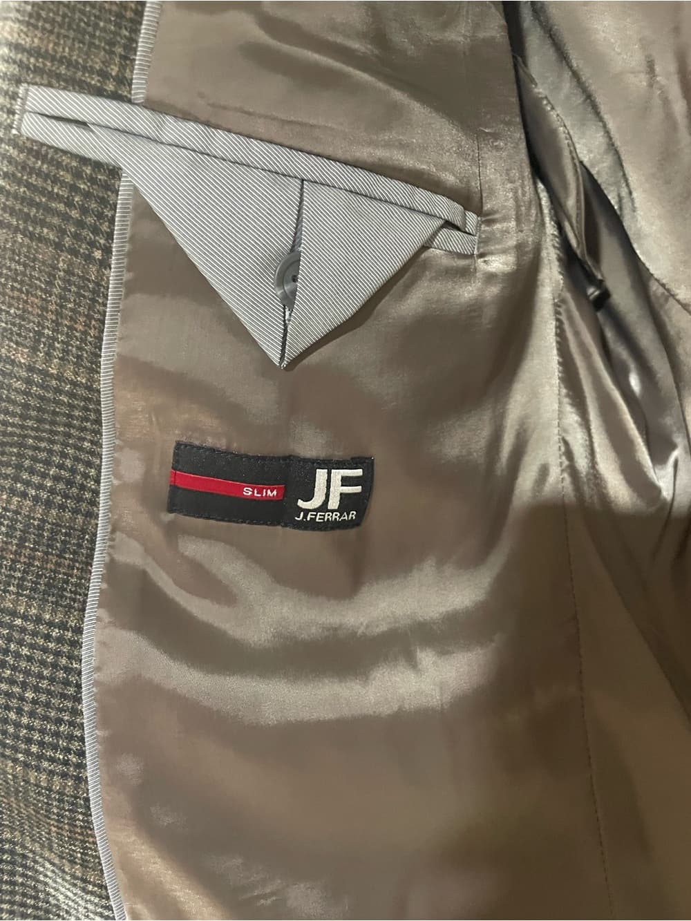 jf j.ferrar Grey/Brown Plaid Sport Coat Mens Size 46 Regular NWT - Thumbnail 3
