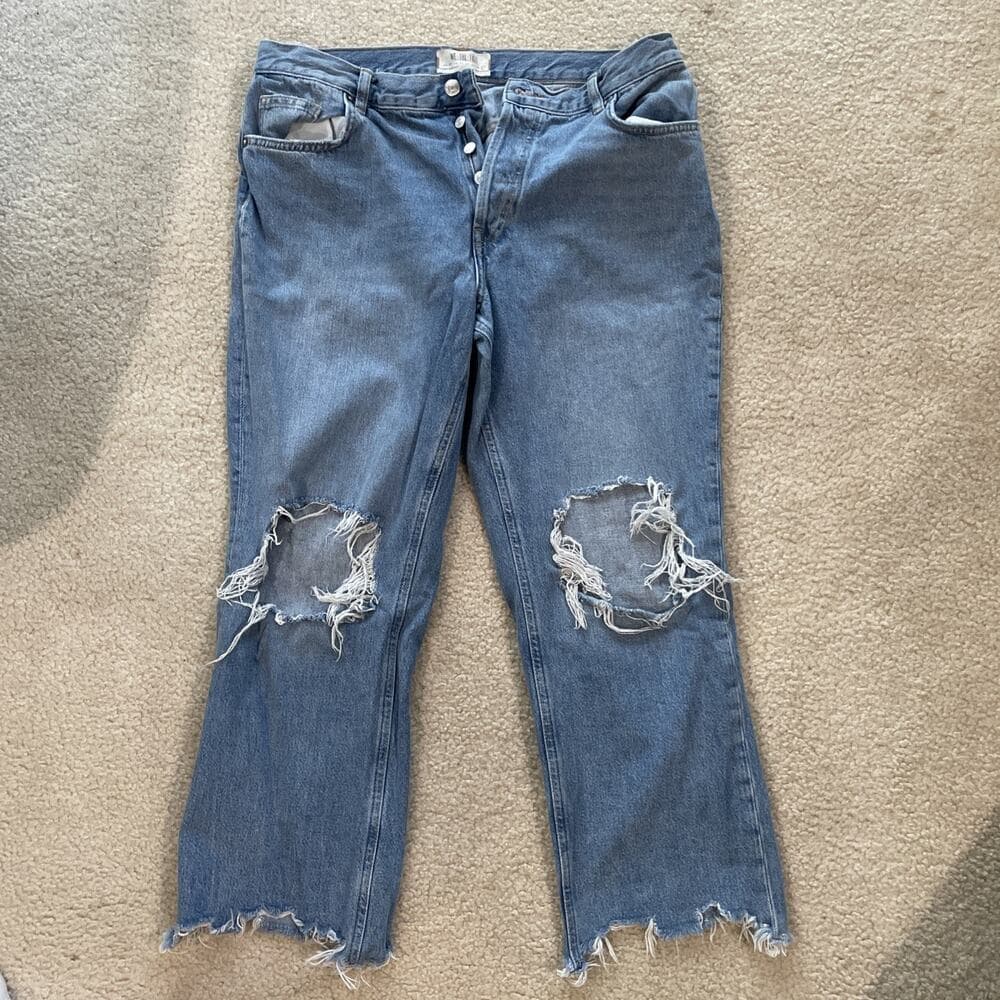 We The Free Distressed Raw Hem Button Fly Blue Jeans Womens Size 31 - Thumbnail 2
