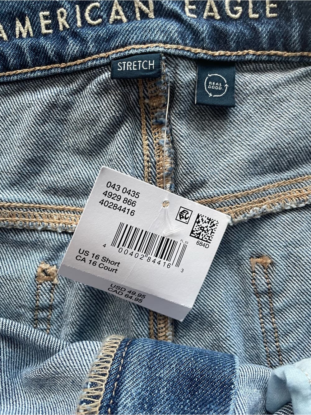 American Eagle Super High-Rise Straight Blue Jeans Women’s 16 Short NWT - Thumbnail 2