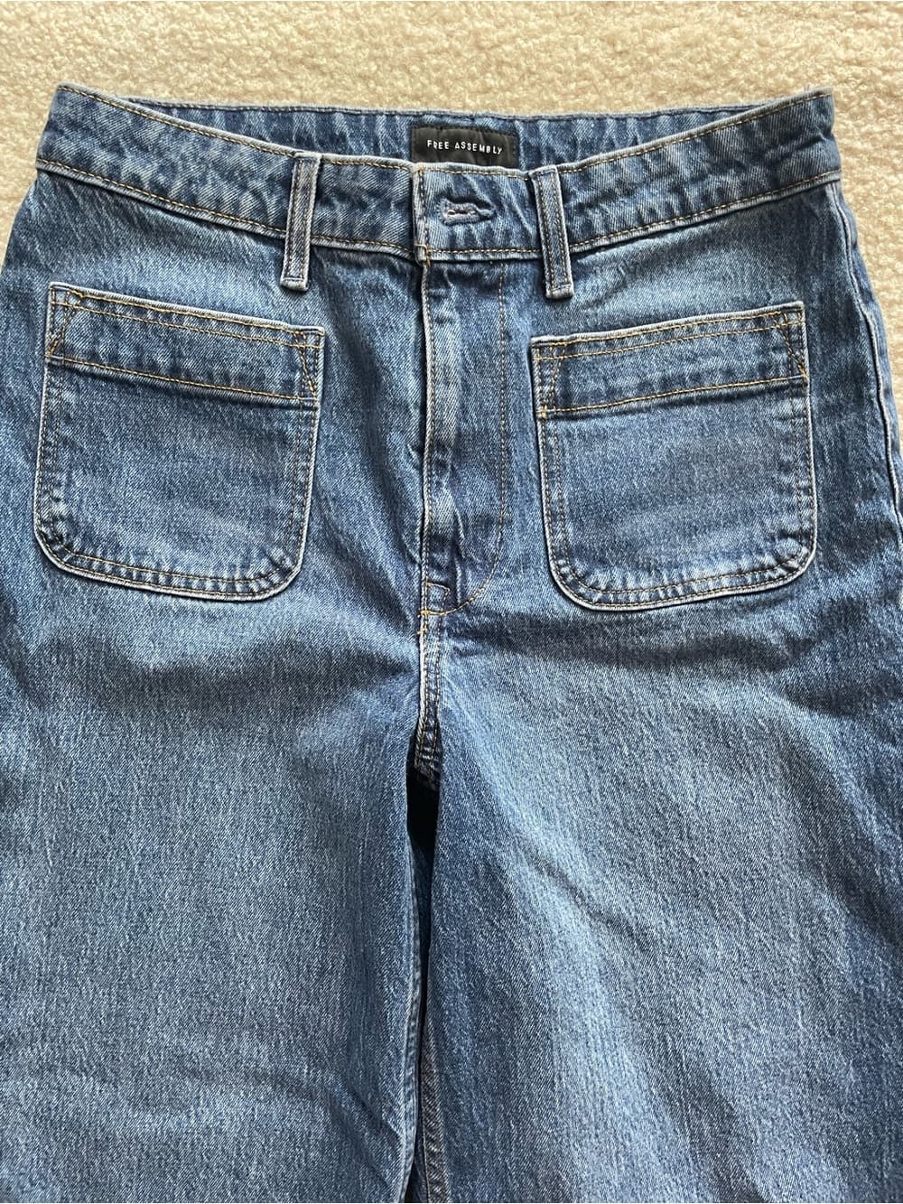 Free Assembly Wide Leg Front Pocket Selvedge Blue Jeans Women’s Size 8 - Thumbnail 9