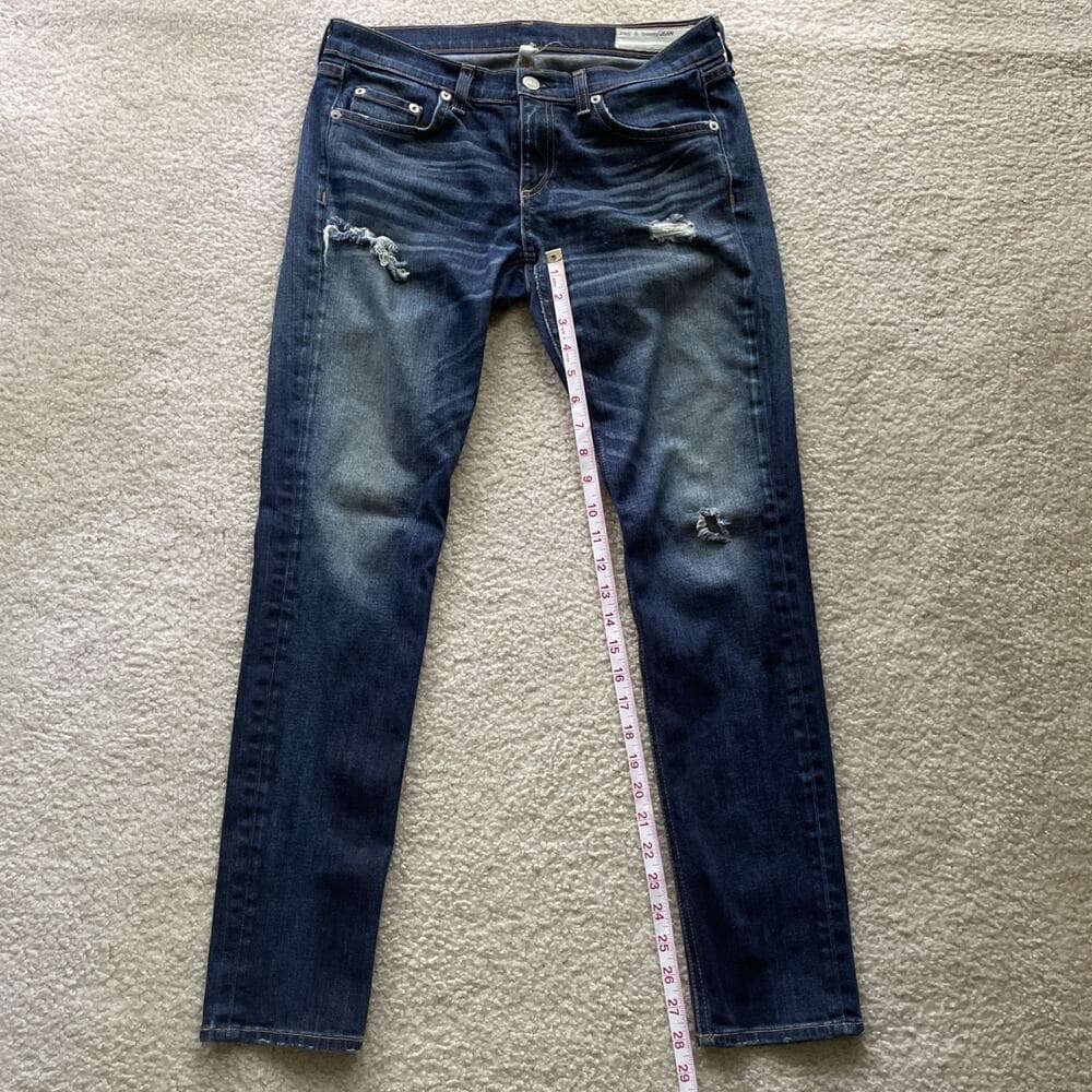 Rag & Bone Women’s Jeans Size 26 The Dre Medium Wash Blue Distressed Preowned - Thumbnail 3