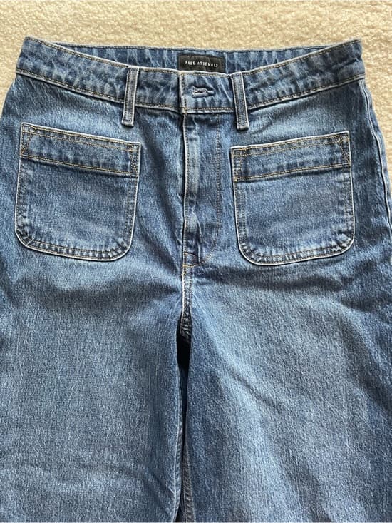 Free Assembly Wide Leg Front Pocket Selvedge Blue Jeans Women’s Size 8 - Thumbnail 10