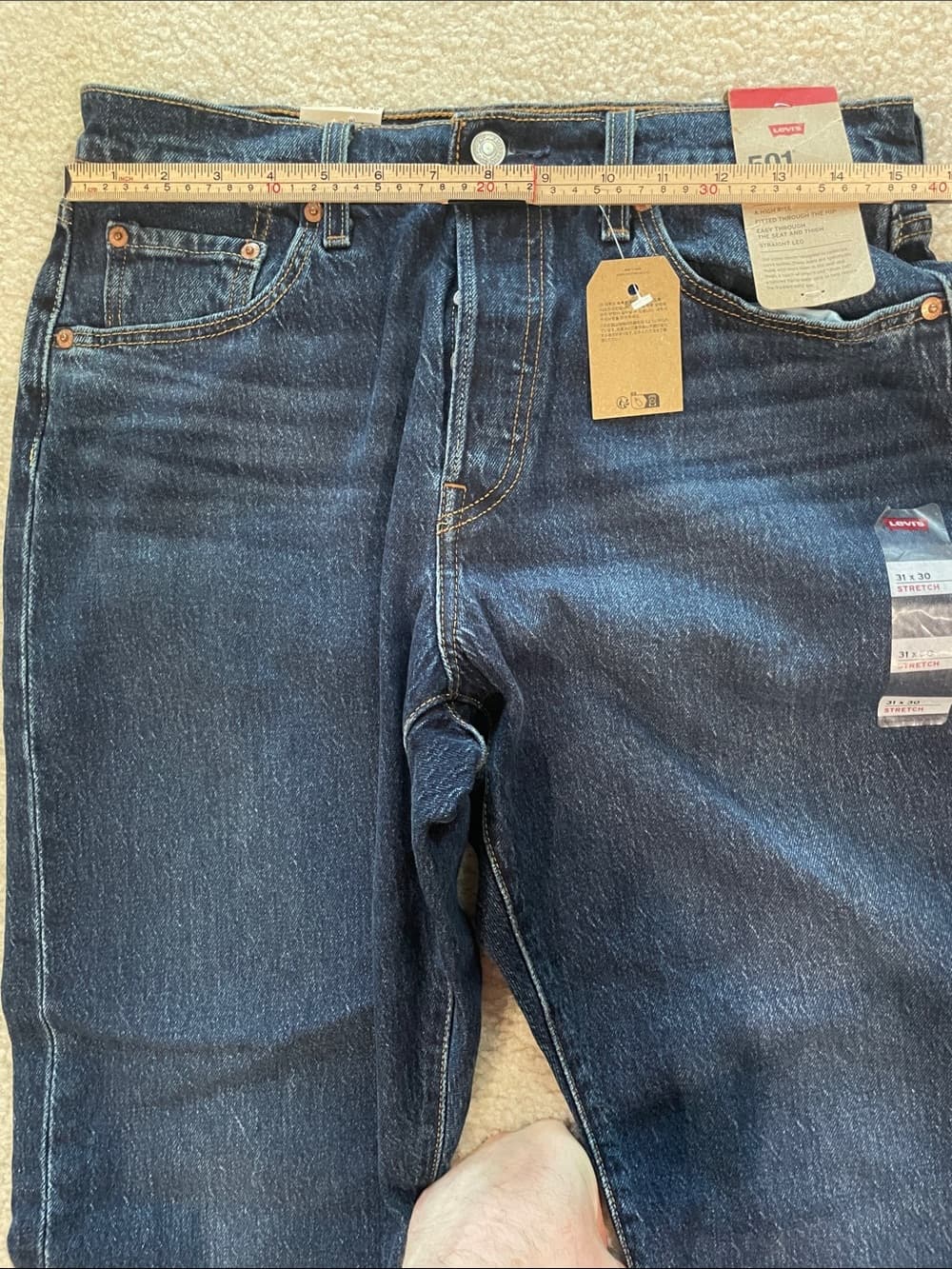 Levis 501 Curve High Rise Straight Leg Stretch Dark Blue Jeans Womens 31x30 NWT - Thumbnail 11