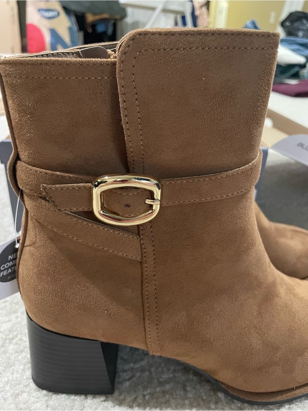 Liz Claiborne Tan/Brown Suede Ankle Boots w Buckle and Side Zip Women’s Size 9 - Thumbnail 8