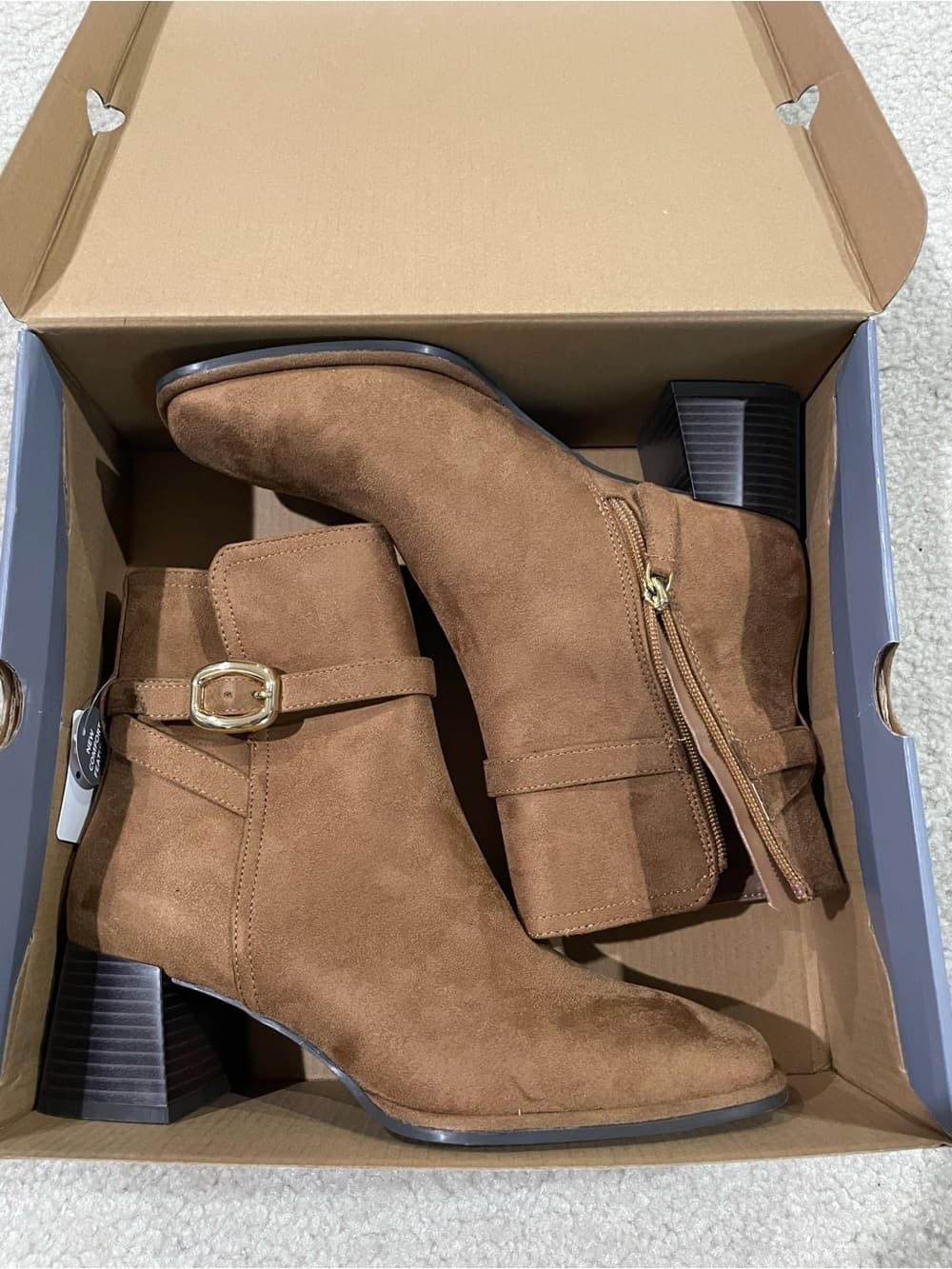 Liz Claiborne Tan/Brown Suede Ankle Boots w Buckle and Side Zip Women’s Size 9 - Thumbnail 11