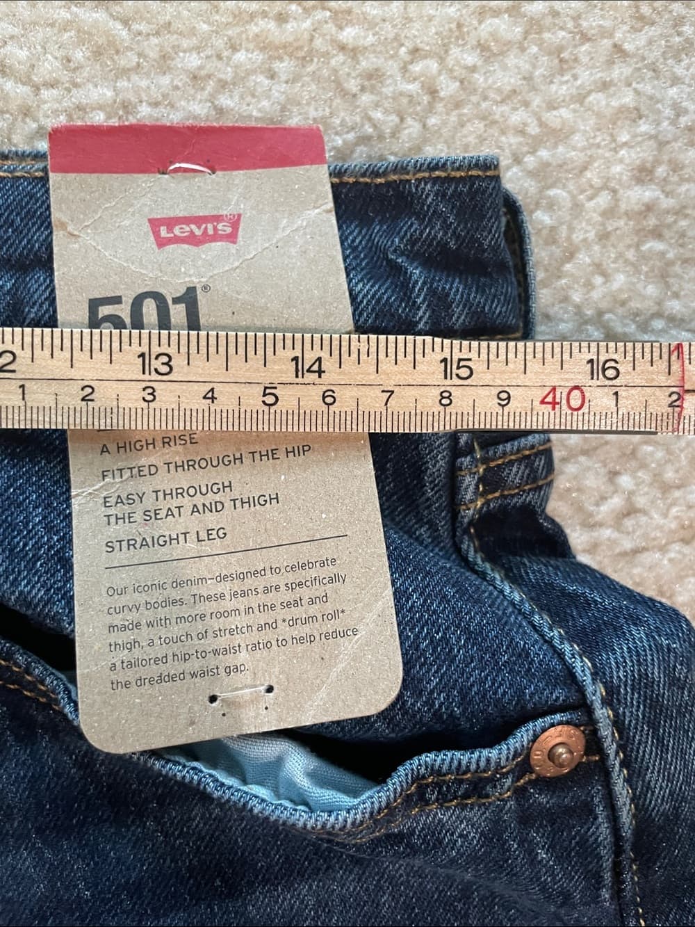 Levis 501 Curve High Rise Straight Leg Stretch Dark Blue Jeans Womens 31x30 NWT - Thumbnail 12