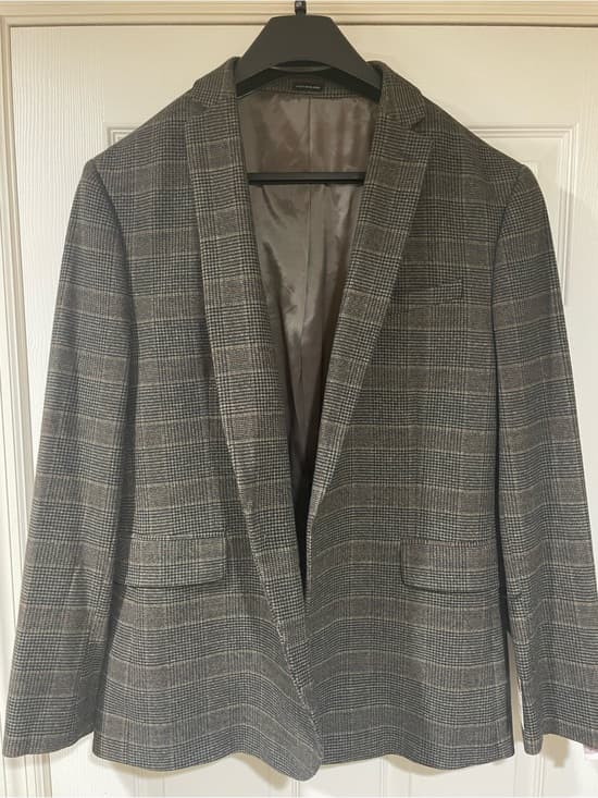 jf j.ferrar Grey/Brown Plaid Sport Coat Mens Size 46 Regular NWT - Thumbnail 9