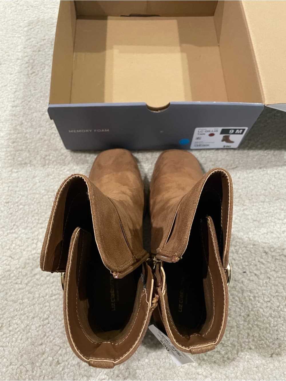 Liz Claiborne Tan/Brown Suede Ankle Boots w Buckle and Side Zip Women’s Size 9 - Thumbnail 5