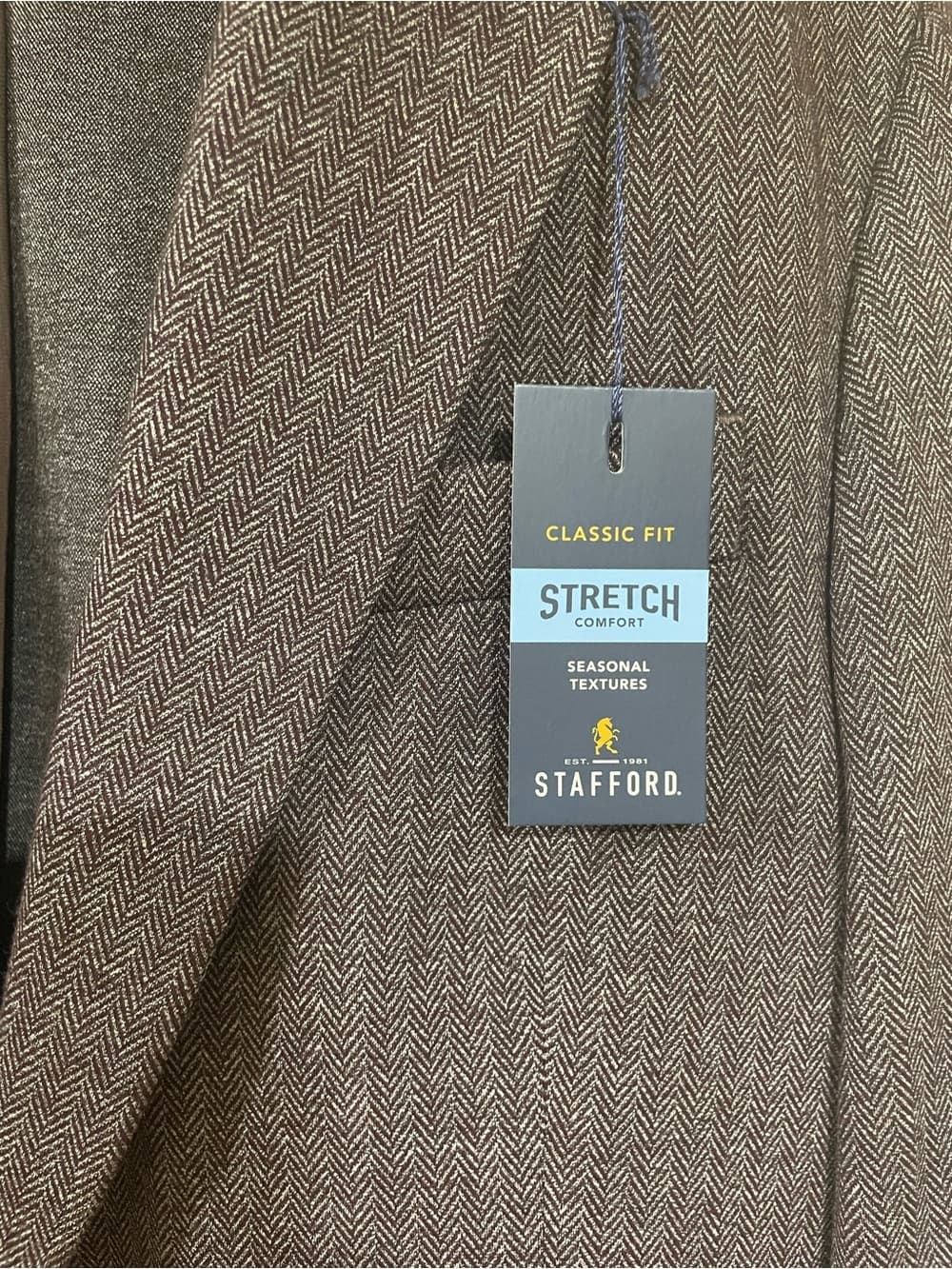 Stafford Stretch Sport Coat - Burgundy Plum Gray Mens 42 Regular NWT - Thumbnail 3