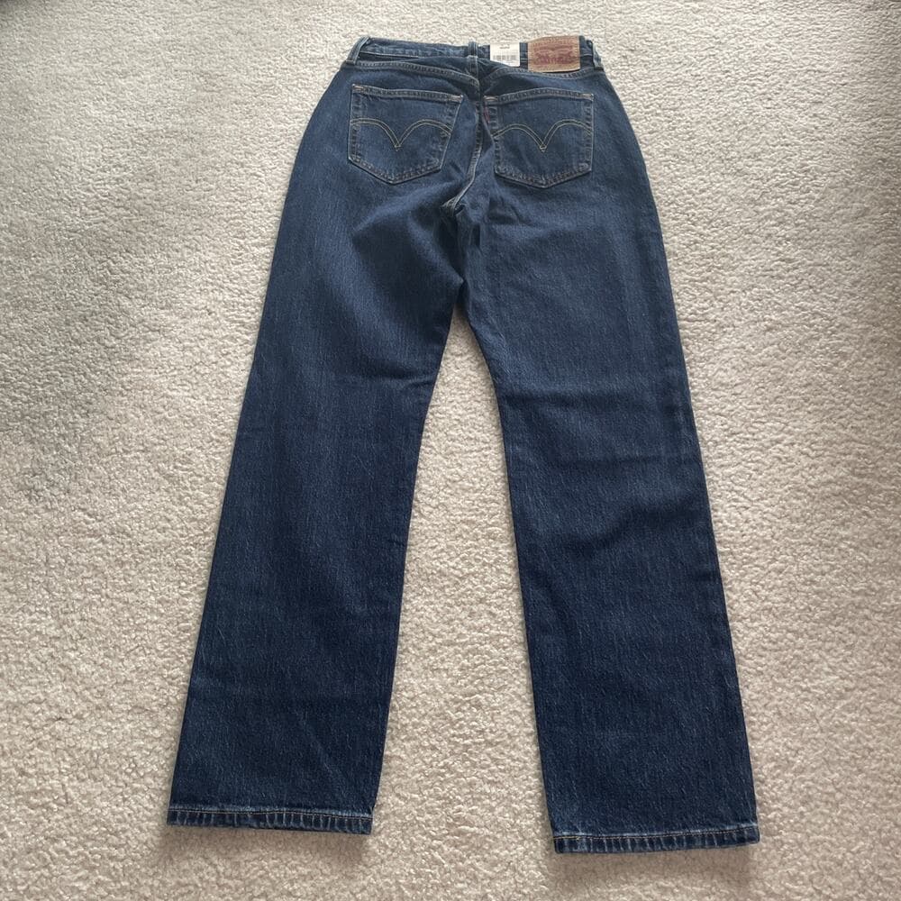Levis 501 Curve High Rise Straight Leg Stretch Dark Blue Jeans Womens 31x30 NWT - Thumbnail 6