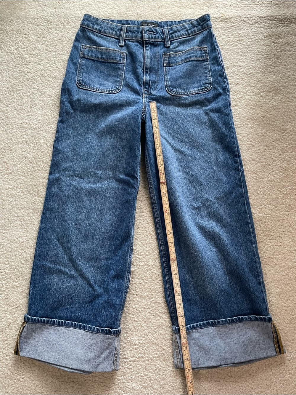 Free Assembly Wide Leg Front Pocket Selvedge Blue Jeans Women’s Size 8 - Thumbnail 4