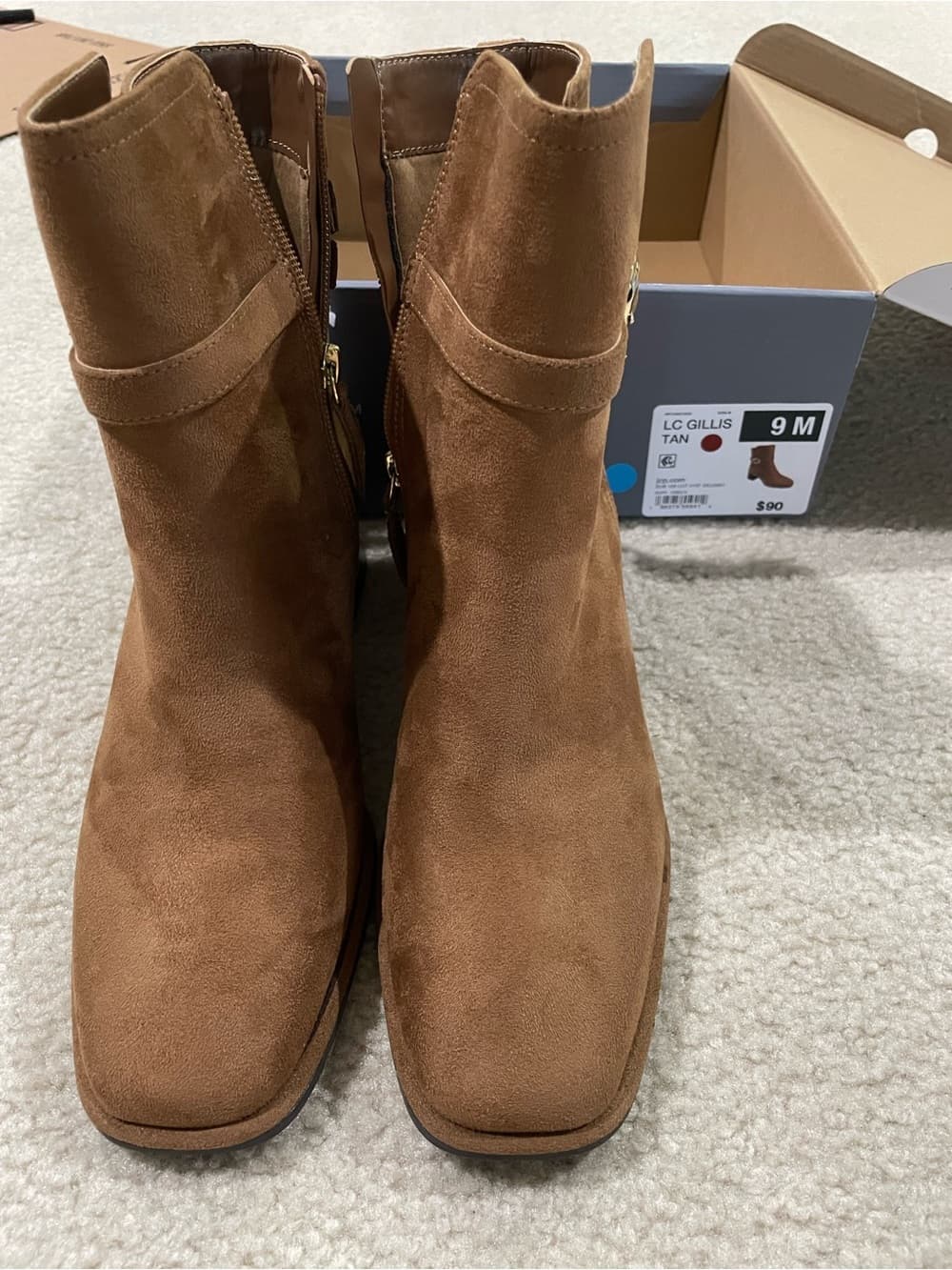 Liz Claiborne Tan/Brown Suede Ankle Boots w Buckle and Side Zip Women’s Size 9 - Thumbnail 2