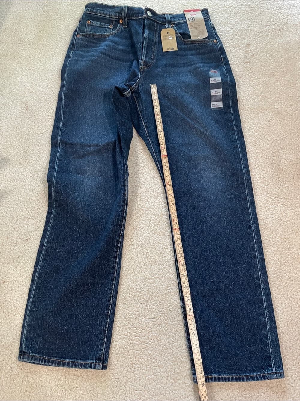 Levis 501 Curve High Rise Straight Leg Stretch Dark Blue Jeans Womens 31x30 NWT - Thumbnail 9