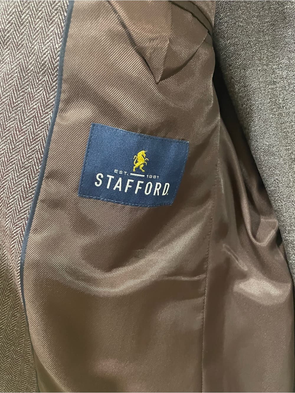Stafford Stretch Sport Coat - Burgundy Plum Gray Mens 42 Regular NWT - Thumbnail 5